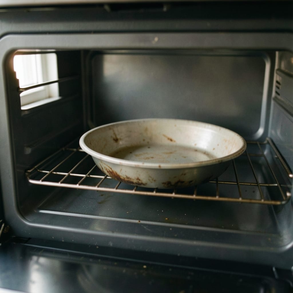 An ordinary home oven with one tin in it